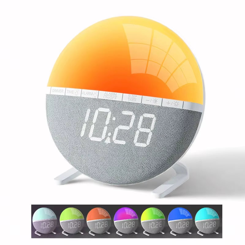 Sunrise Simulation Alarm Clock with Colorful Light and Natural Sounds for Home and Bedroom Decor