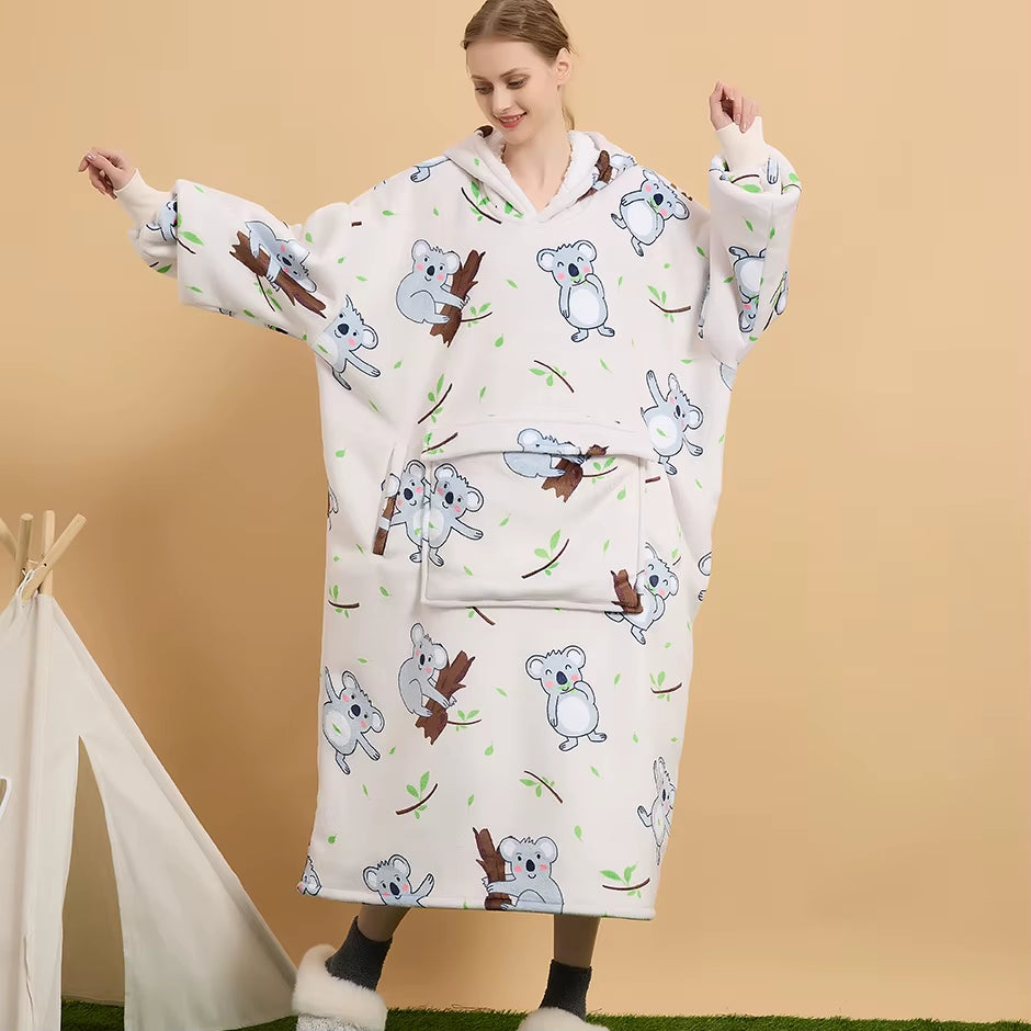 Plus Size Sherpa Wearable Hoodie Blanket for Adults - Oversized Custom Winter Apparel from China Factory