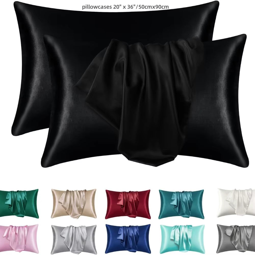 Queen Size Silk Satin Pillowcase Set of 2 for Hair and Skin Care