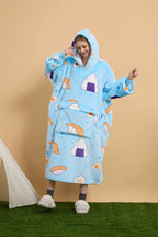 Plus Size Sherpa Wearable Hoodie Blanket for Adults - Oversized Custom Winter Apparel from China Factory