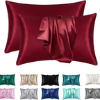 Queen Size Silk Satin Pillowcase Set of 2 for Hair and Skin Care