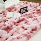 Luxury Faux Rabbit Fur Bubble Blanket - Soft, Warm, and Cozy Throw for Bedroom, Guest Room, and Living Room (4 lbs)